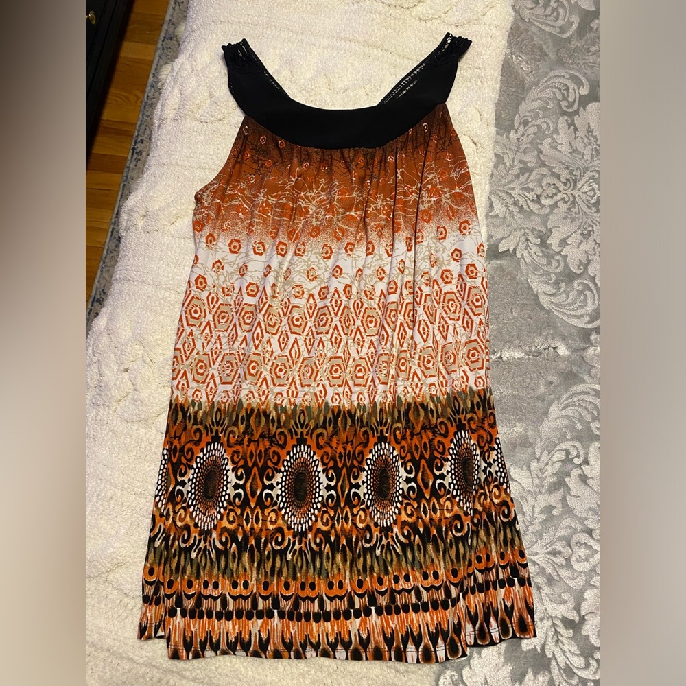 Bohemian Orange Patterned Tunic | L